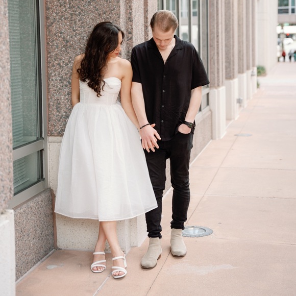 Lulus Sweetie White Strapless Bustier Midi Dress - Size Small- New - Picture 4 of 7